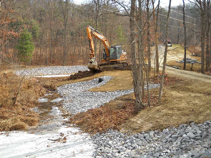 Excavator working at construction site