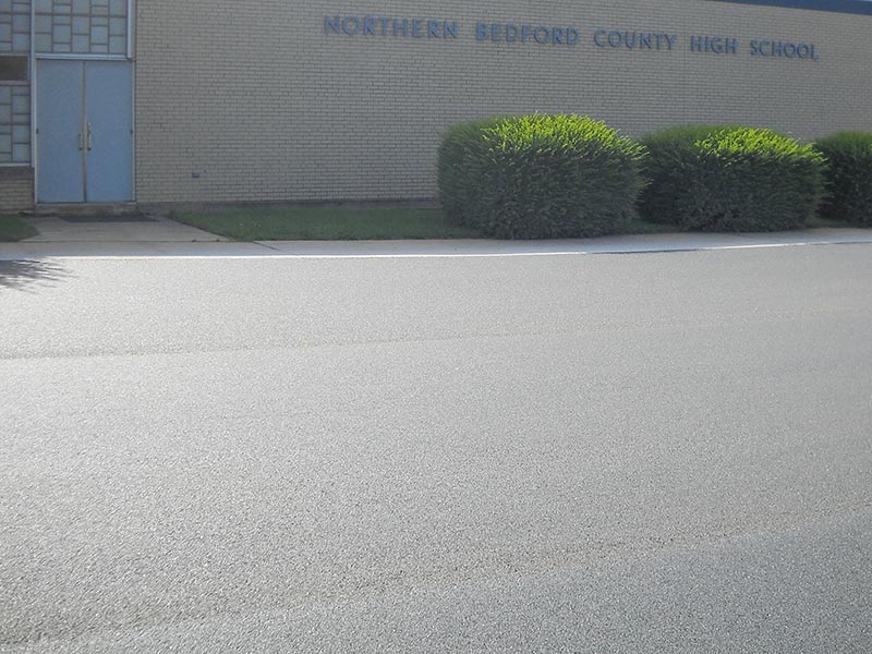 Newly paved school parking lot