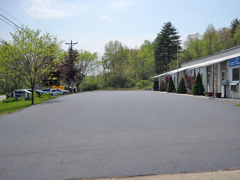 New asphalt parking lot at office building