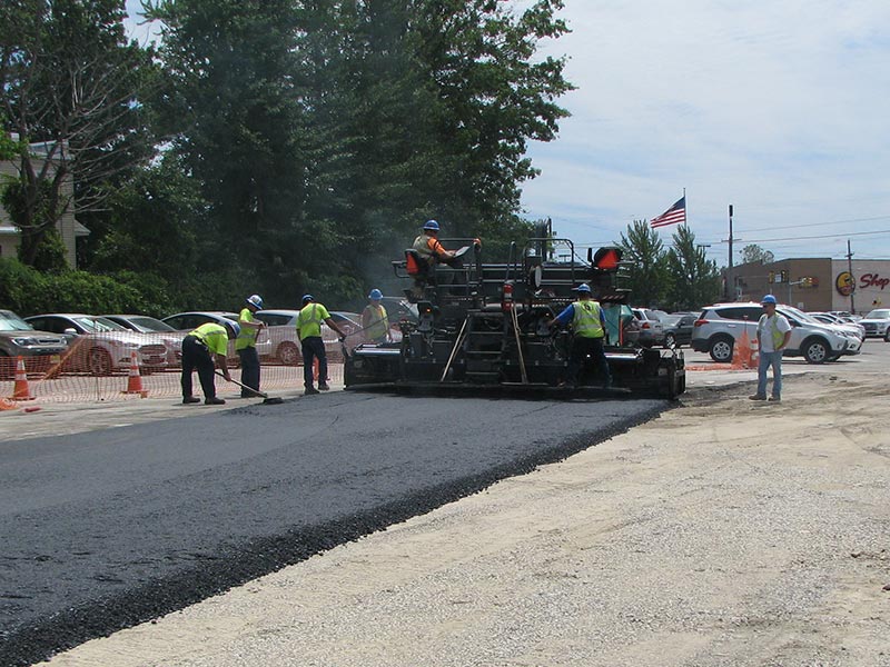 Installing asphalt parking lot